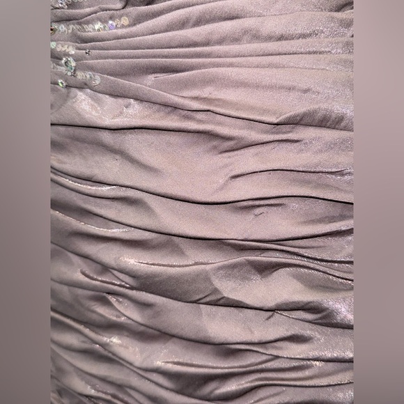 NWT Cache One-Shoulder Ruched Dress with beaded details Size 12 in Mink - Picture 13 of 13